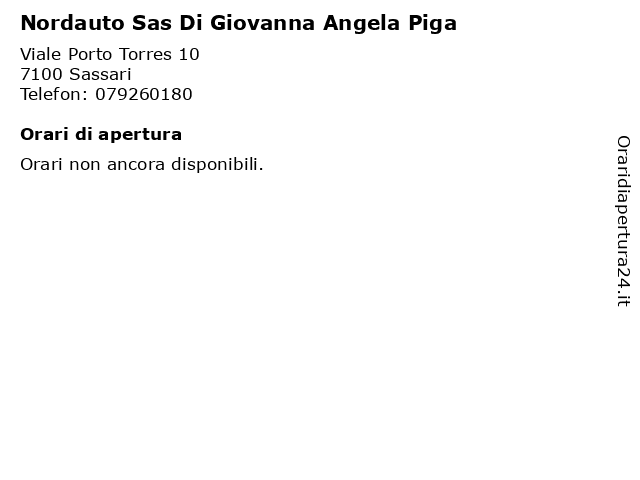 Nordauto Sas Di Giovanna Angela Piga a Sassari: indirizzo e orari di apertura