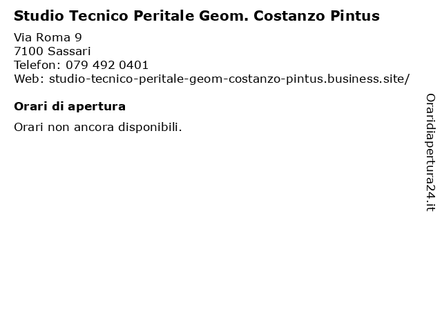 Studio Tecnico Peritale Geom. Costanzo Pintus a Sassari: indirizzo e orari di apertura