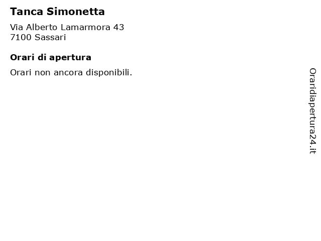 Tanca Simonetta a Sassari: indirizzo e orari di apertura