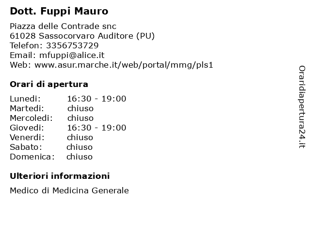 Dott. Fuppi Mauro a Sassocorvaro Auditore (PU): indirizzo e orari di apertura