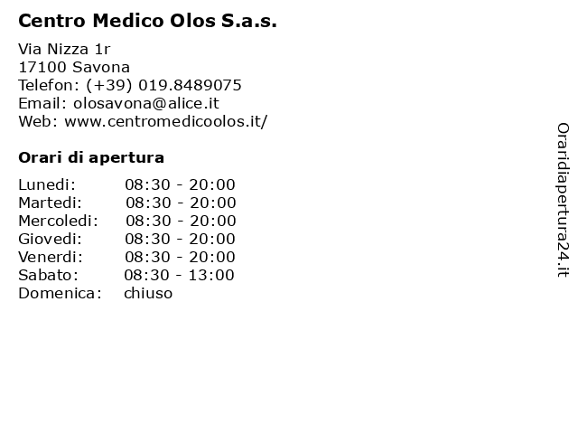 Centro Medico Olos S.a.s. a Savona: indirizzo e orari di apertura