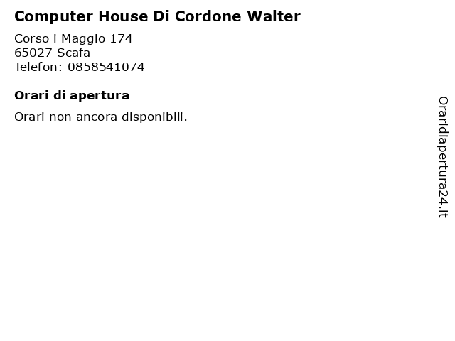 Computer House Di Cordone Walter a Scafa: indirizzo e orari di apertura