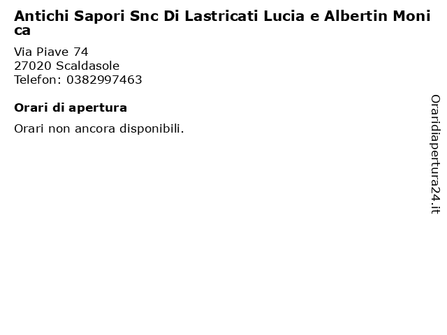 Antichi Sapori Snc Di Lastricati Lucia e Albertin Monica a Scaldasole: indirizzo e orari di apertura