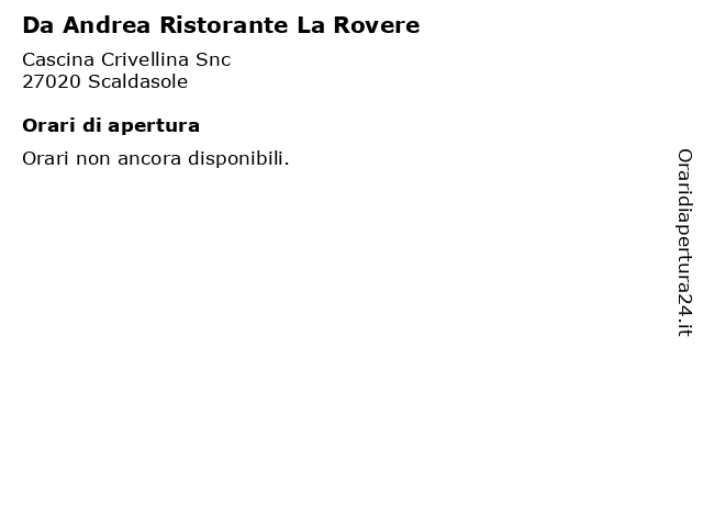 Da Andrea Ristorante La Rovere a Scaldasole: indirizzo e orari di apertura
