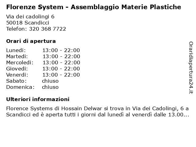 Florenze System - Assemblaggio Materie Plastiche a Scandicci: indirizzo e orari di apertura