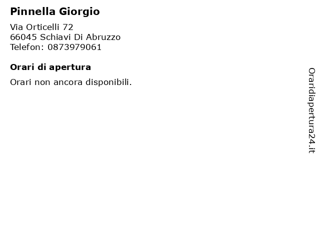 Pinnella Giorgio a Schiavi Di Abruzzo: indirizzo e orari di apertura
