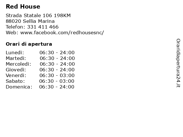 Red House a Sellia Marina: indirizzo e orari di apertura