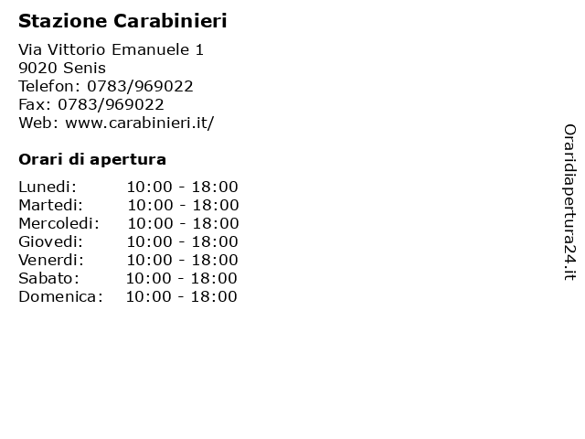 Stazione Carabinieri a Senis: indirizzo e orari di apertura