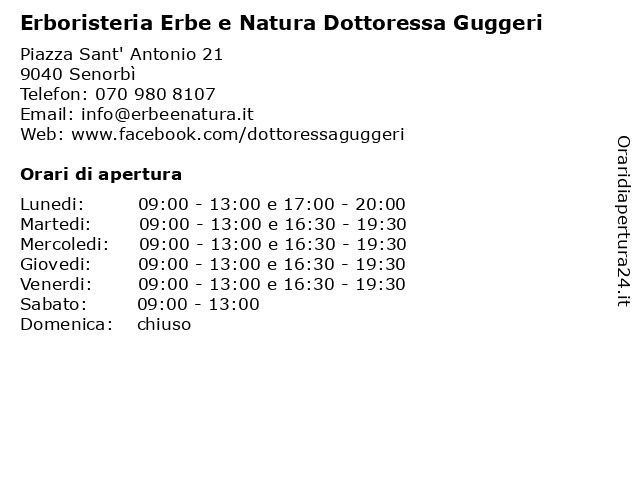 Erboristeria Erbe e Natura a Senorbì: indirizzo e orari di apertura