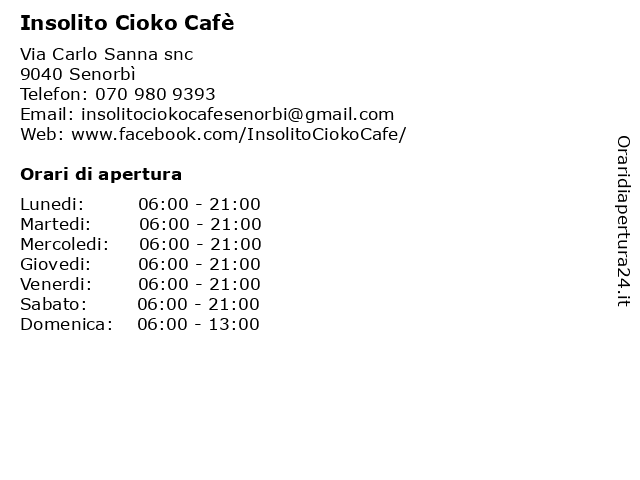 Insolito Cioko Cafè a Senorbì: indirizzo e orari di apertura
