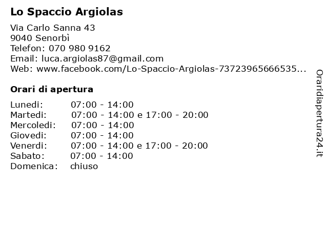 Lo Spaccio Argiolas a Senorbì: indirizzo e orari di apertura
