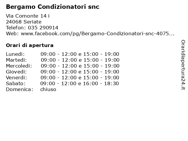 Bergamo Condizionatori snc a Seriate: indirizzo e orari di apertura
