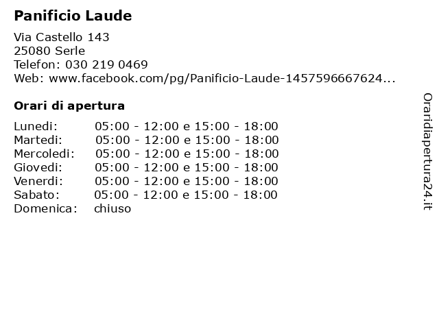 Panificio Laude a Serle: indirizzo e orari di apertura
