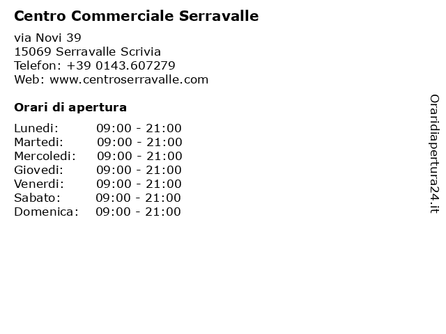 Centro Commerciale Serravalle a Serravalle Scrivia: indirizzo e orari di apertura