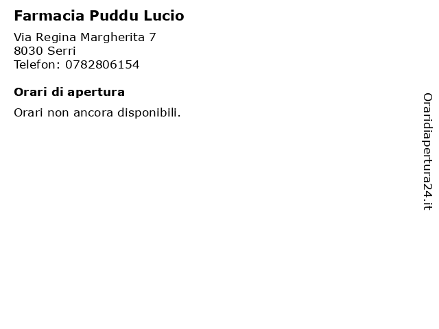 Farmacia Puddu Lucio a Serri: indirizzo e orari di apertura