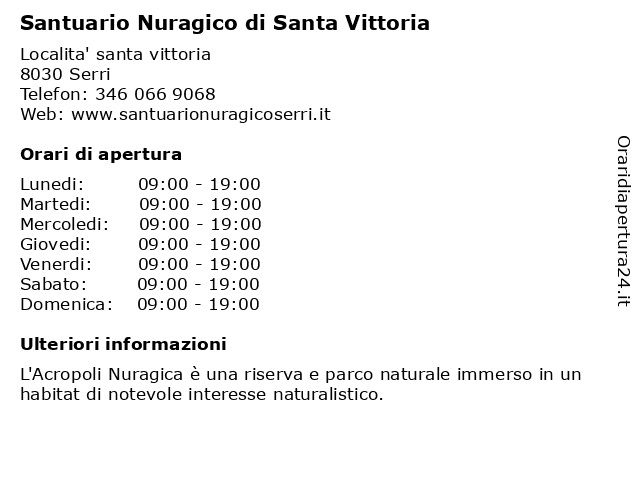 Santuario Nuragico di Santa Vittoria a Serri: indirizzo e orari di apertura