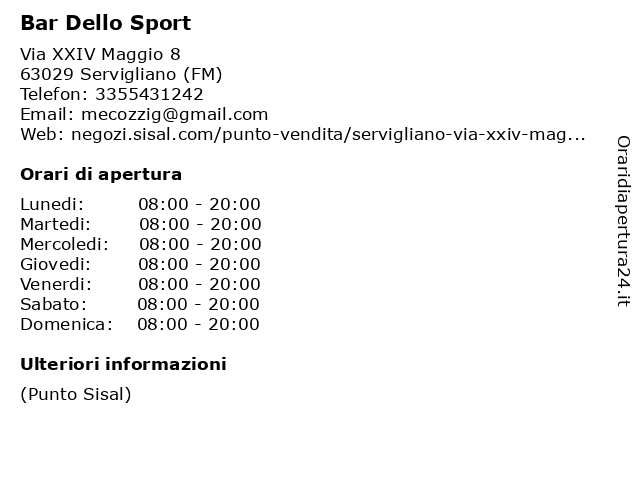 Bar Dello Sport a Servigliano (FM): indirizzo e orari di apertura