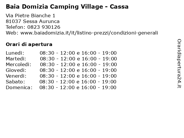 Baia Domizia Camping Village - Cassa a Sessa Aurunca: indirizzo e orari di apertura