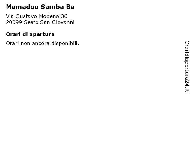 Mamadou Samba Ba a Sesto San Giovanni: indirizzo e orari di apertura