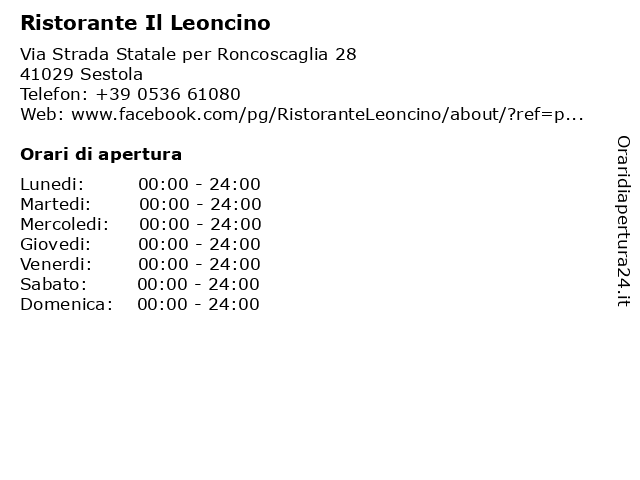 Ristorante Il Leoncino a Sestola: indirizzo e orari di apertura