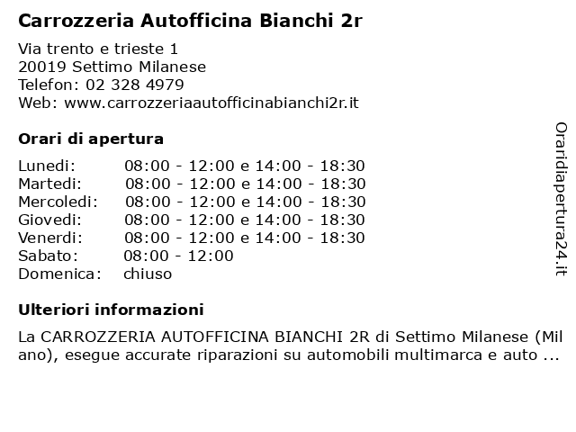 Carrozzeria Autofficina Bianchi 2r a Settimo Milanese: indirizzo e orari di apertura