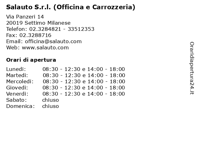 Salauto S.r.l. (Officina e Carrozzeria) a Settimo Milanese: indirizzo e orari di apertura