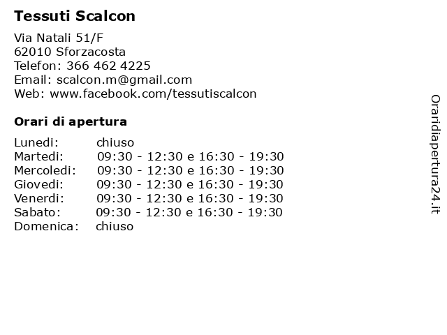 Tessuti Scalcon a Sforzacosta: indirizzo e orari di apertura