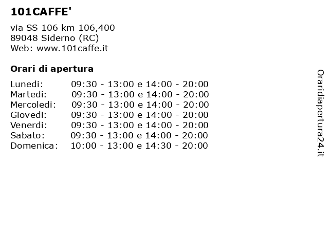 101CAFFE' a Siderno (RC): indirizzo e orari di apertura