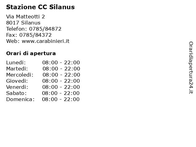 Stazione CC Silanus a Silanus: indirizzo e orari di apertura