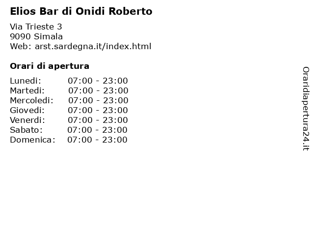 Elios Bar di Onidi Roberto a Simala: indirizzo e orari di apertura