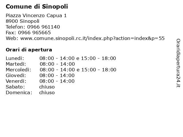 Comune di Sinopoli a Sinopoli: indirizzo e orari di apertura