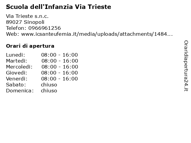 Scuola dell'Infanzia Via Trieste a Sinopoli: indirizzo e orari di apertura