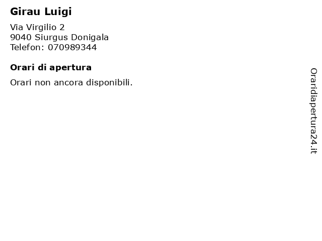 Girau Luigi a Siurgus Donigala: indirizzo e orari di apertura