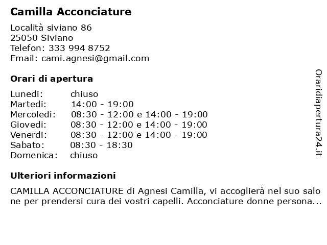 Camilla Acconciature a Siviano: indirizzo e orari di apertura