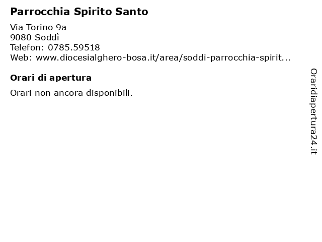 Parrocchia Spirito Santo a Soddì: indirizzo e orari di apertura