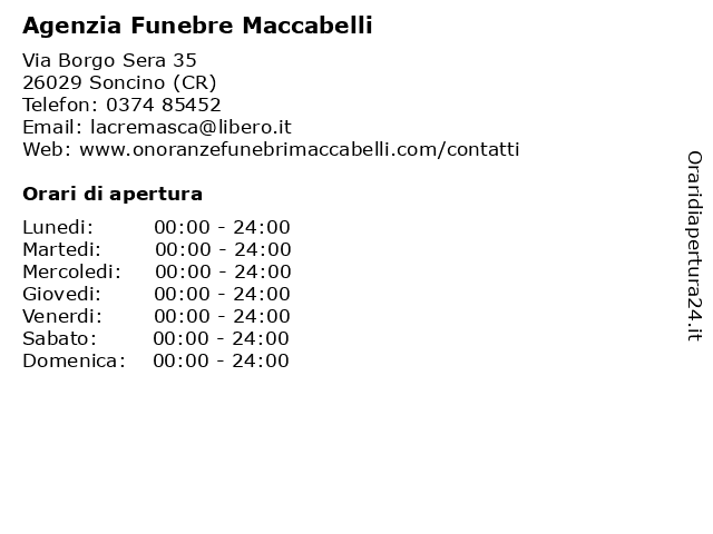 Agenzia Funebre Maccabelli a Soncino (CR): indirizzo e orari di apertura