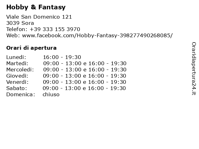 Hobby & Fantasy a Sora: indirizzo e orari di apertura
