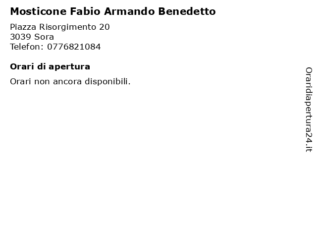 Mosticone Fabio Armando Benedetto a Sora: indirizzo e orari di apertura