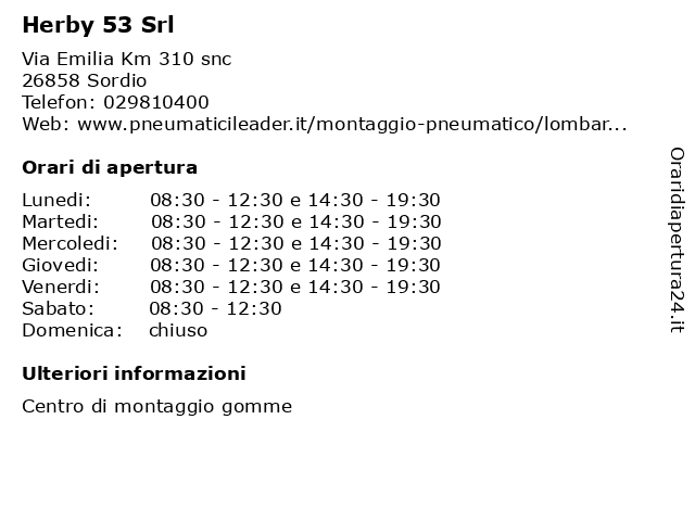 Herby 53 Srl a Sordio: indirizzo e orari di apertura