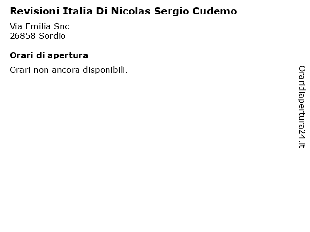 Revisioni Italia Di Nicolas Sergio Cudemo a Sordio: indirizzo e orari di apertura