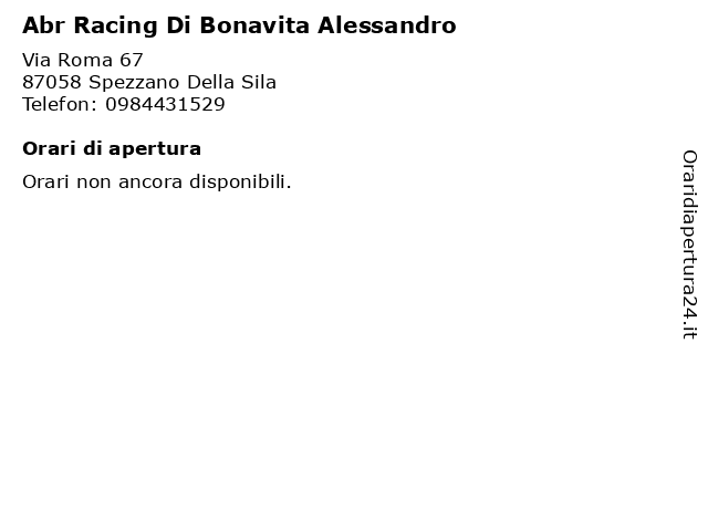 Abr Racing Di Bonavita Alessandro a Spezzano Della Sila: indirizzo e orari di apertura
