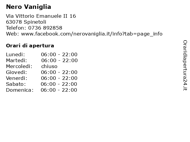 Nero Vaniglia a Spinetoli: indirizzo e orari di apertura