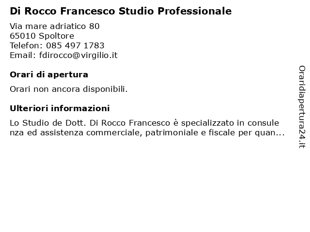 Di Rocco Francesco Studio Professionale a Spoltore: indirizzo e orari di apertura