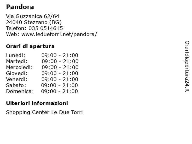 Pandora a Stezzano (BG): indirizzo e orari di apertura