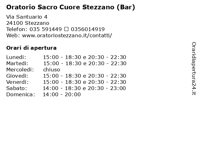 Oratorio Sacro Cuore Stezzano (Bar) a Stezzano: indirizzo e orari di apertura