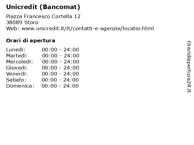 Unicredit (Bancomat) a Storo: indirizzo e orari di apertura