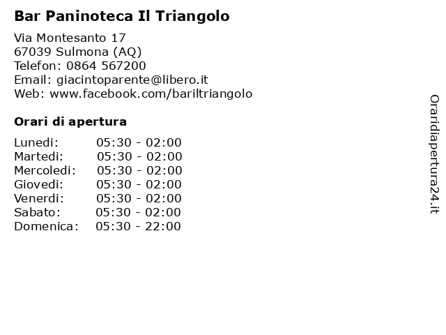 Bar il Triangolo a Sulmona (AQ): indirizzo e orari di apertura