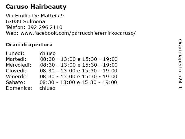 Caruso Hairbeauty a Sulmona: indirizzo e orari di apertura