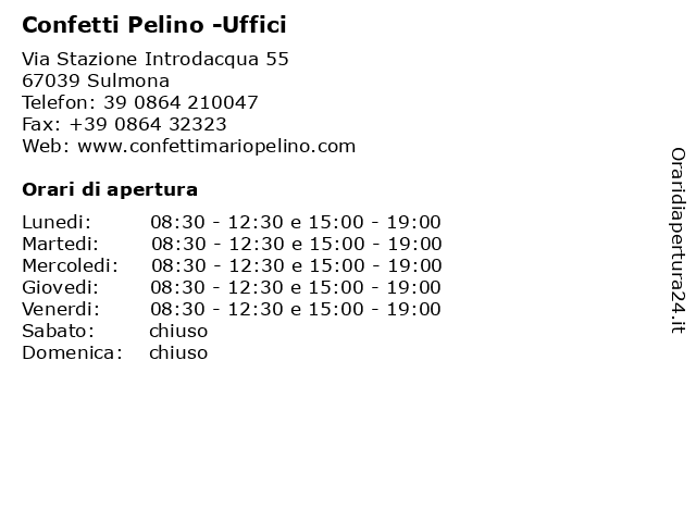 Confetti Pelino -Uffici a Sulmona: indirizzo e orari di apertura