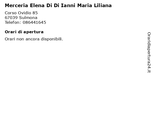 Merceria Elena Di Di Ianni Maria Liliana a Sulmona: indirizzo e orari di apertura